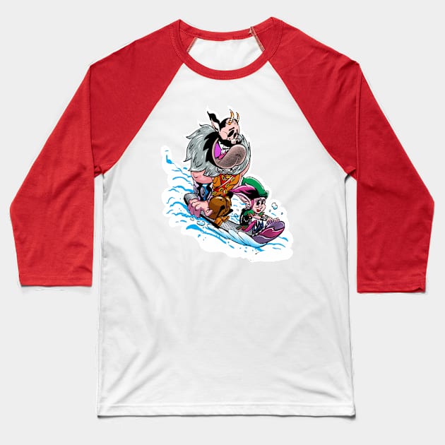 GRUMPUS and Kandi Snowboarding Baseball T-Shirt by Biomek